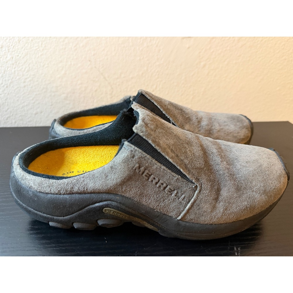 Merrell Jungle Slide Pewter Grey Suede Mules Womens 7.5 Slip On Shoes J60828